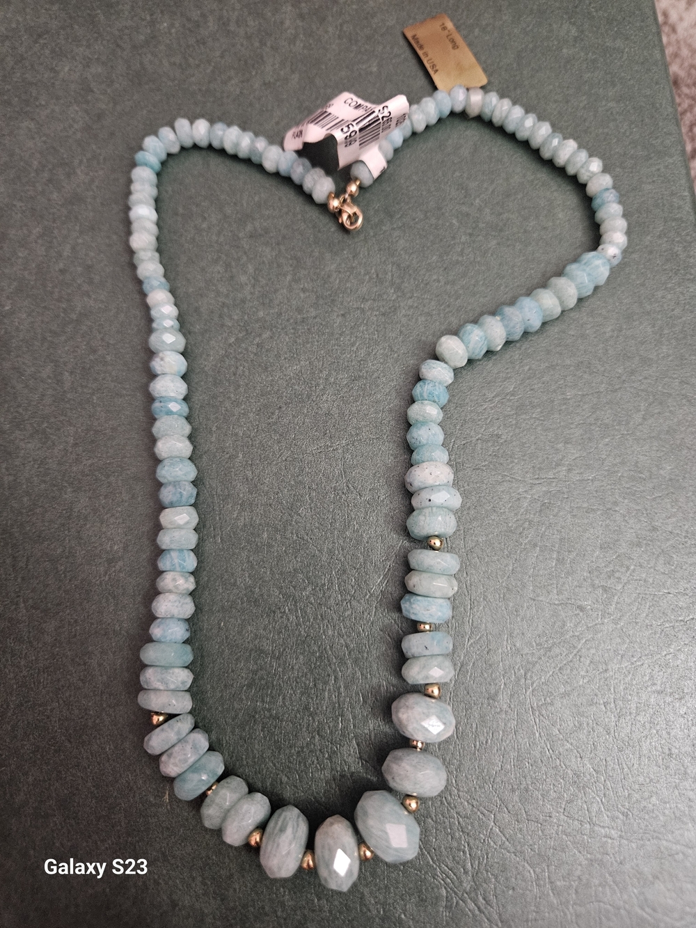 14K Gold AMAZONITE 250.00ctw Necklace 18"